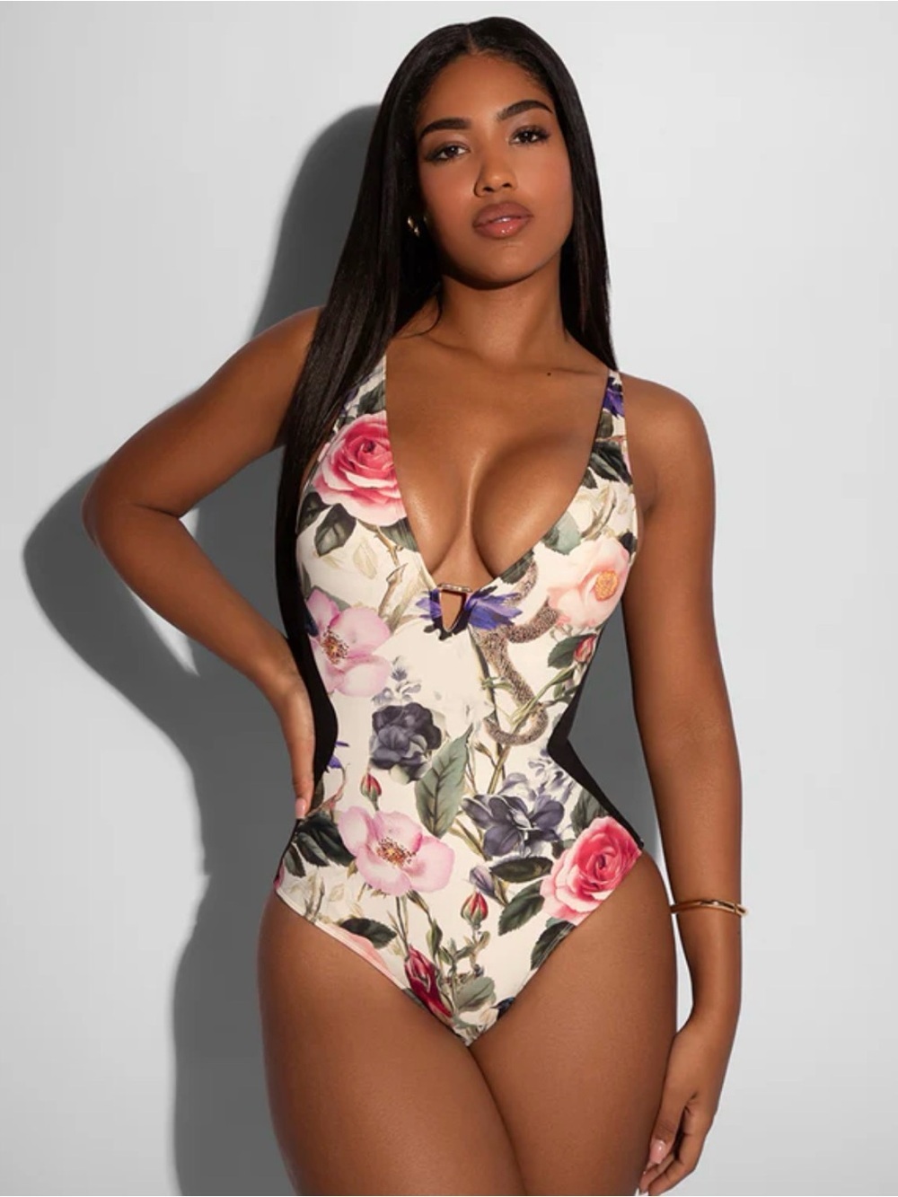 TA3 ‘Plungey’ Contour’ Women's One Piece V-Neck Corset Swimsuit NWT XS/R+L